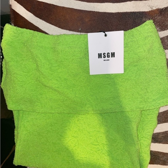 MSGM Green Crinkle Embossed Strapless Dress💚 NWT Size Small - Picture 11 of 13